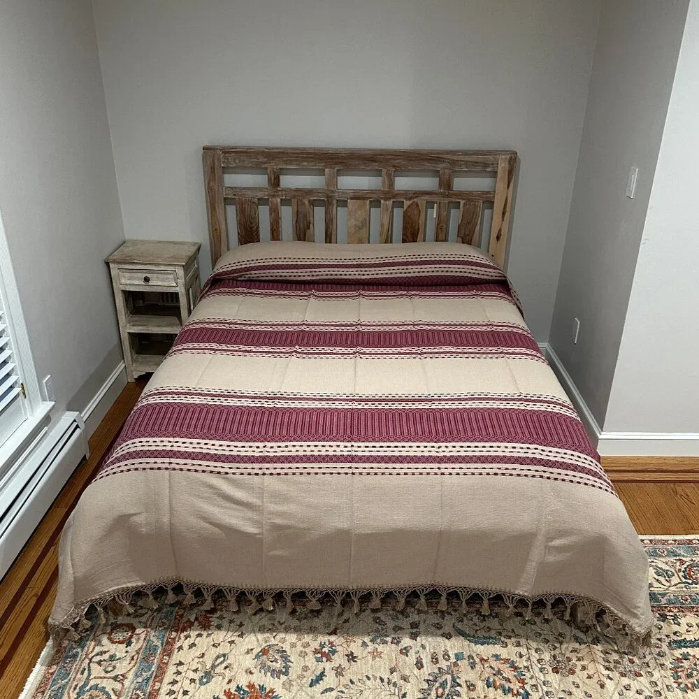 Queen Size Cotton Bedspread/Quilt. From Oaxaca Mex. Hand loom, Bed covers,